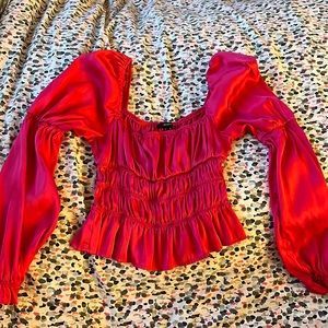 Versatile top in elegant silk hot pink. forever 21 in medium